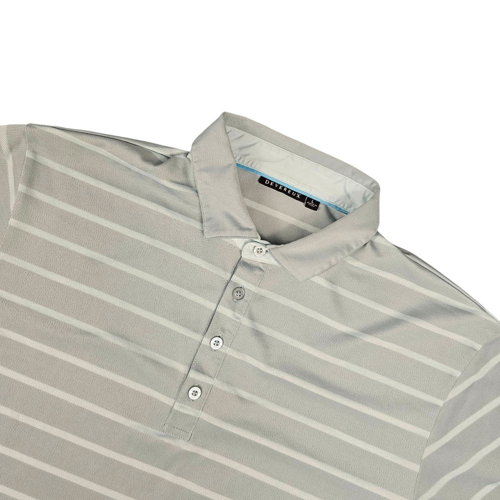 Devereux Golf Polo Shirt Mens Large Green Striped Athletic Casual Preppy Comfort